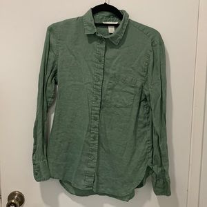 Light green linen button down shirt